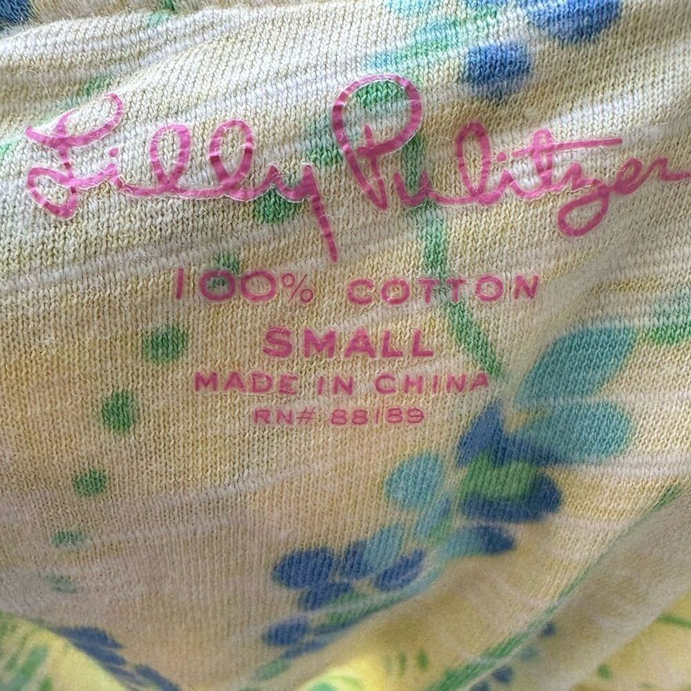 Lilly Pulitzer Wynne Ruffle Top Small Yellow Floral Cotton - Picture 2 of 4